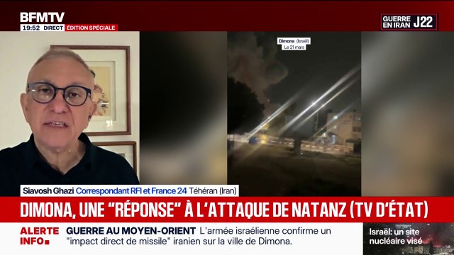 La télévision d'État iranienne déclare que les frappes sur Dimona, en Israël, sont une réponse à l'attaque ennemie sur le site nucléaire iranien de Natanz
