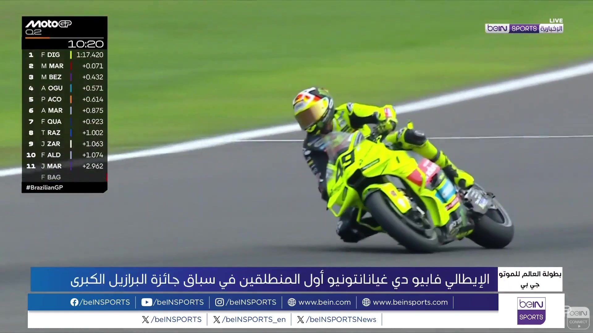 الإيطالي دي جيانانتونيو أول المنطلقين في البرازيل
