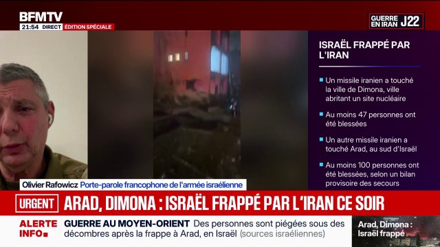 Le régime des mollahs vise les villes israéliennes , déclare Olivier Rafowicz, porte-parole francophone de l'armée israélienne