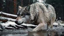 Wolf Saves Pup From River