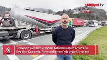 29 kilometrelik dev kuyruk 3 ilçeye giriş çıkışı kitledi! ‘Bayramda yoldayız’