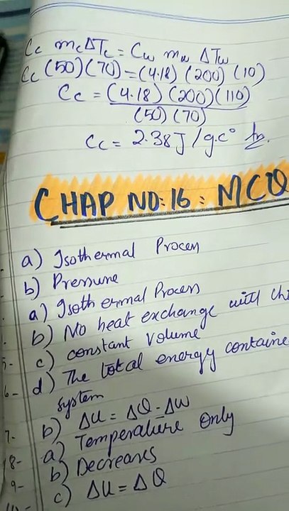 Class 12 Physics Solved mcqs  Sindh board New book Chapter No 16 First law of thermodynamics