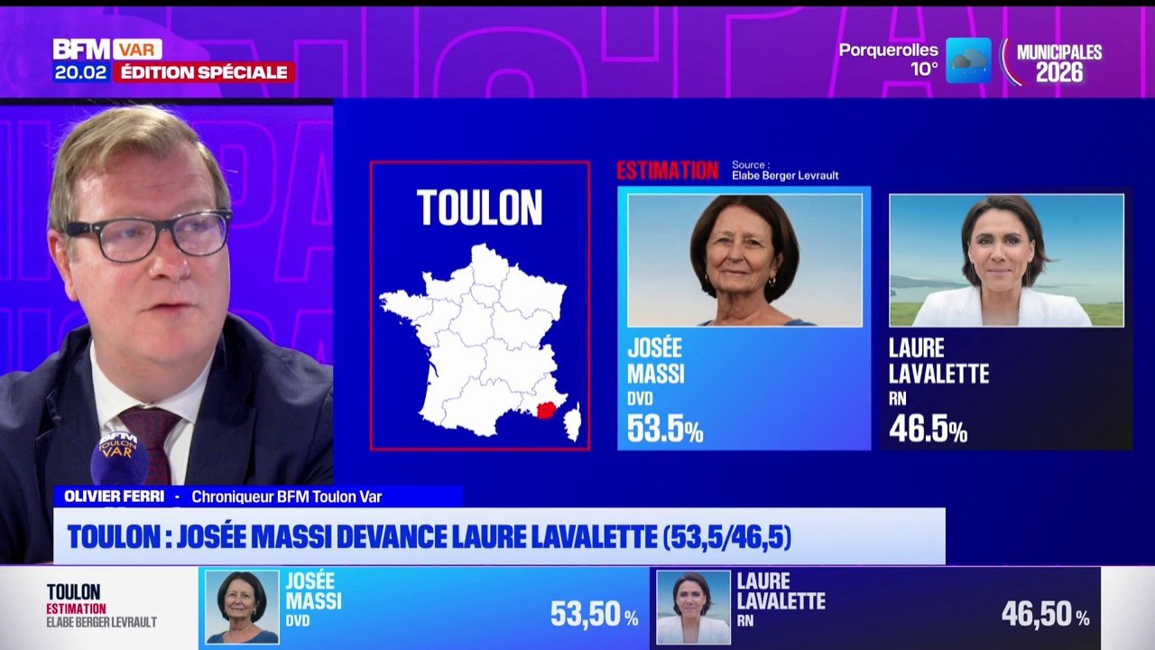 Municipales: Josée Massi (DVD) en tête à Toulon devant Laure Lavalette (RN)