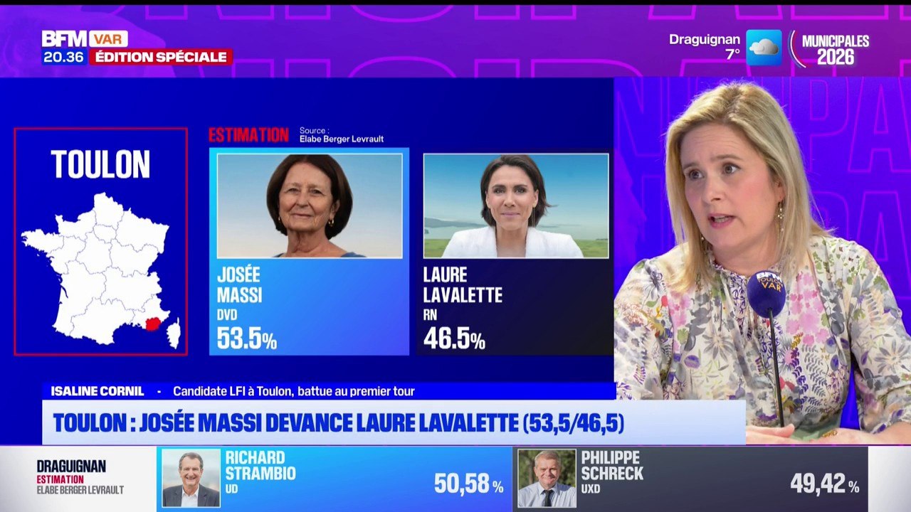 Municipales: "Cette politique n'est pas forcément une politique qui rassemble", estime Isaline Cornil, candidate LFI battue au premier tour, à propos de Josée Massi