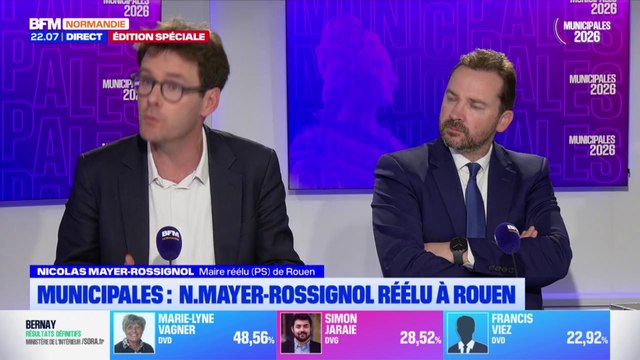 Municipales: Je serai le maire de tous les Rouennais, qu'ils aient voté pour moi ou pas , déclare Nicolas Mayer-Rossignol, maire PS réélu à Rouen