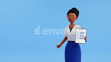 3D Animated Character Checking List on Clipboard