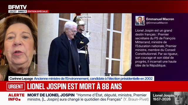 Corinne Lepage, ancienne ministre de l'Environnement, au sujet de Lionel Jospin: C'était un homme intègre, qui défendait ses valeurs
