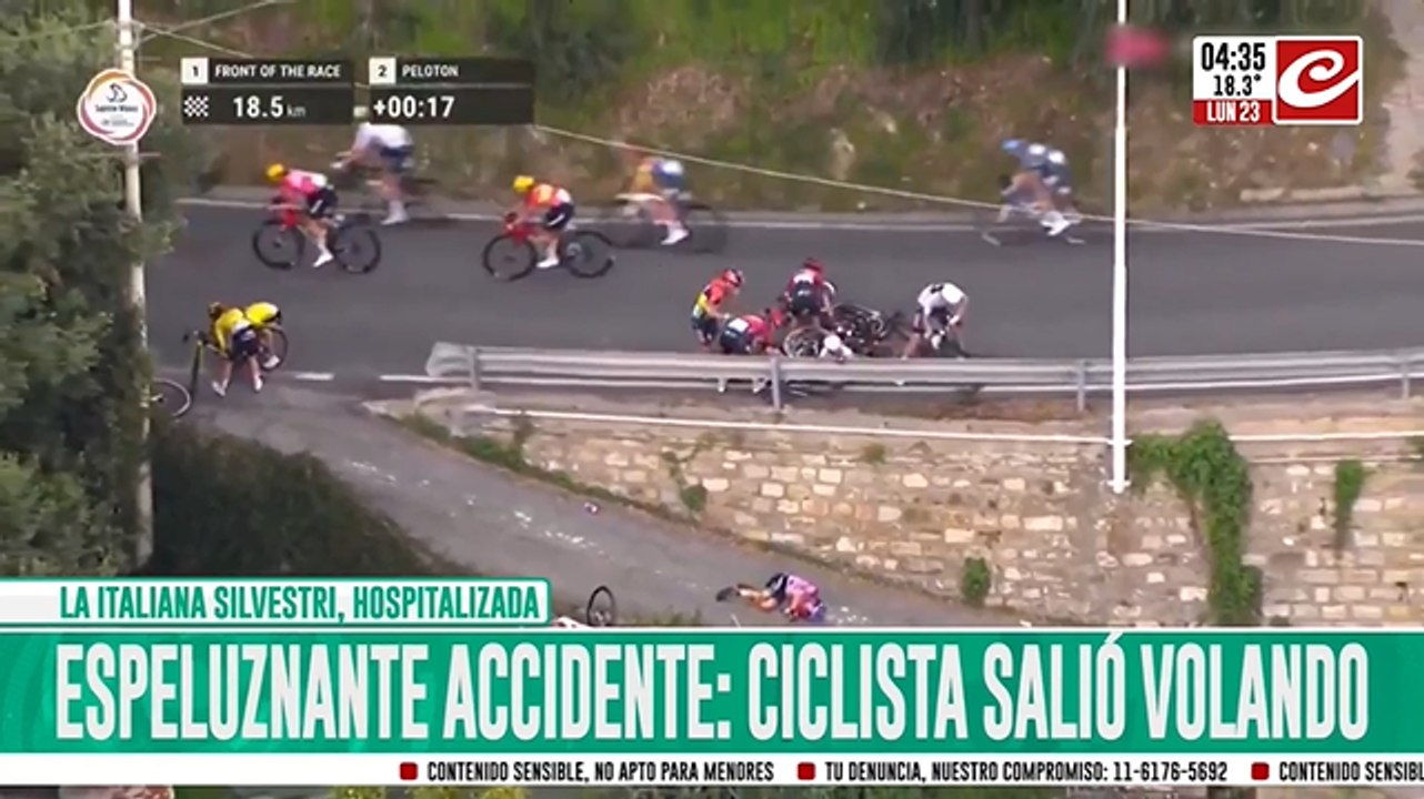 Impactante accidente en el ciclismo femenino: deportista salió despedida del barranco