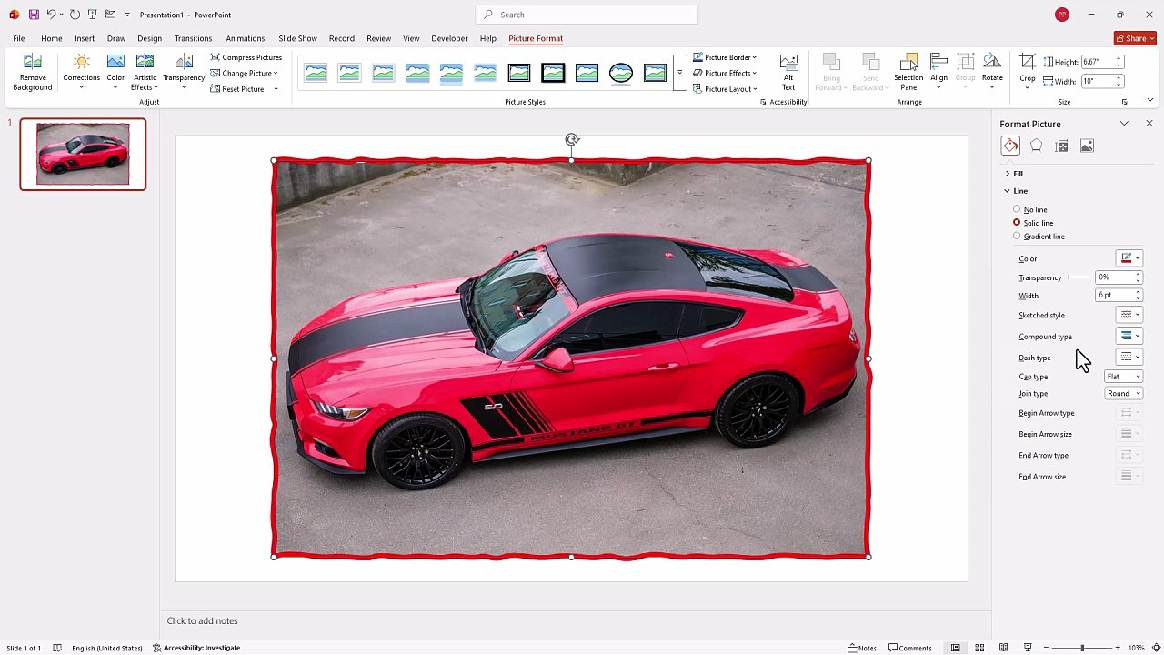 MS PowerPoint 16 Picture Border