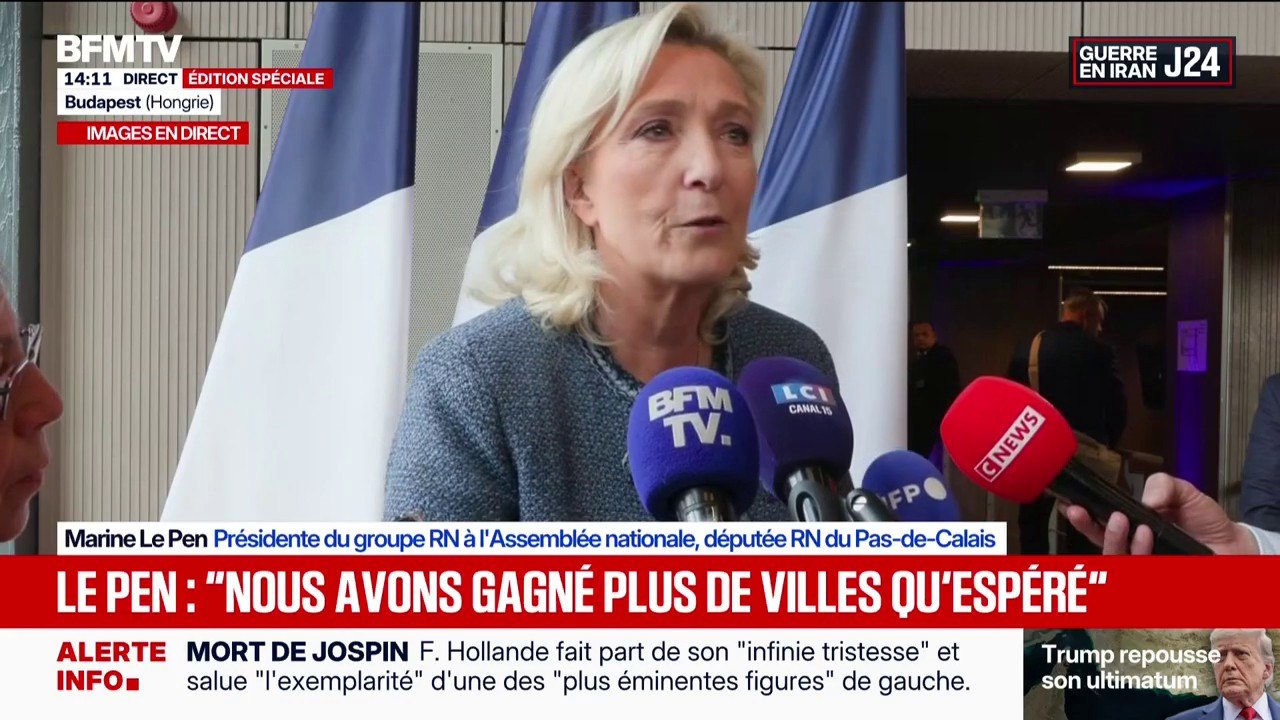 Municipales 2026: "Nous avons gagné plus de villes que nous n'en espérions", affirme Marine Le Pen