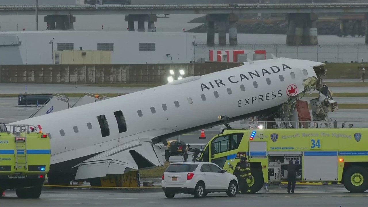 First images of the Air Canada plane following the crash at LaGuardia Airport