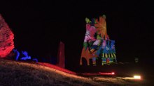 Scott Waby Aerial Photography and Video of Aberystwyth Castle art projections