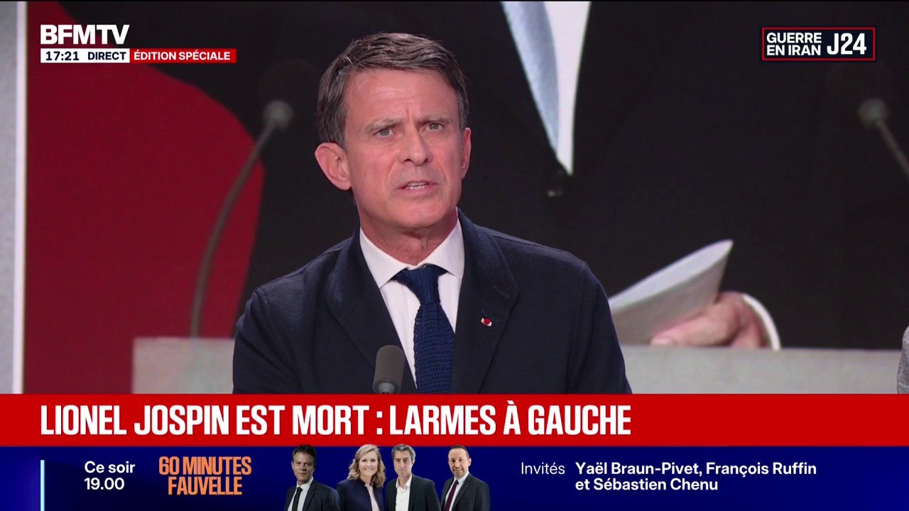 "Il se considérait comme un leader, il avait une autorité naturelle": l'hommage de Manuel Valls à Lionel Jospin sur BFMTV