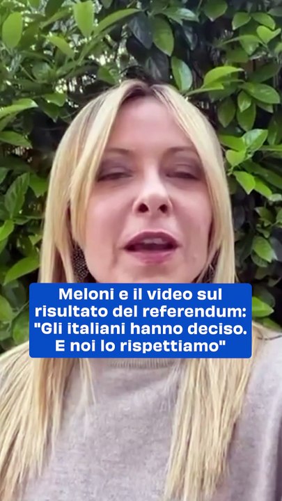 Meloni e il video sul risultato del referendum: "Gli italiani hanno deciso. E noi lo rispettiamo"