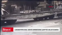 Lokomotifin okul servis minibüsüne çarptığı anlar kamera