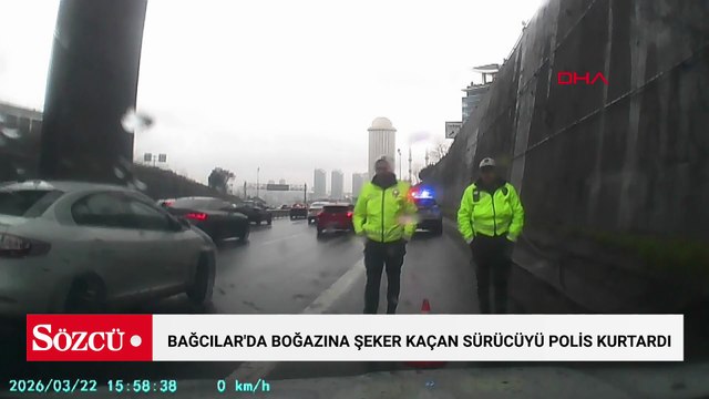 Bağcılar'da boğazına şeker kaçan sürücüyü polis kurtardı