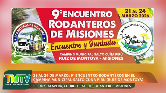 Del 21 al 24 de marzo: 9° Encuentro Rodanteros Misiones en el Camping Salto Cuña Pirú