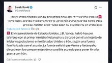 El vicepresidente de EEUU Vance y Netanyahu hablan por teléfono para negociar un alto el fuego con Irán
