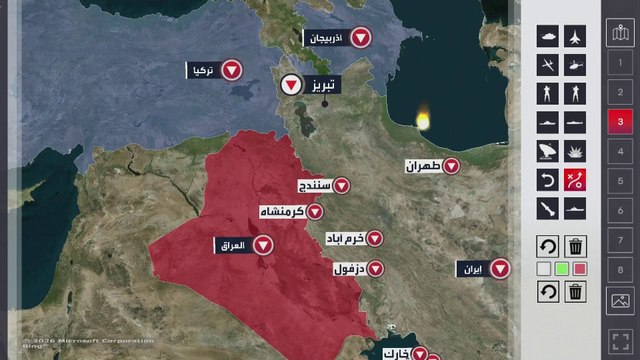خريطة العمليات العسكرية ضد إيران تمهيدا لإنزال برمائي في مضيق هرمز