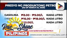 DOE, tiniyak na sapat ang supply ng mga produktong petrolyo sa bansa; TNVS drivers sa NCR, makakatanggap na ngayong araw ng P5,000 cash assistance mula sa DSWD | ulat ni JM Thompson