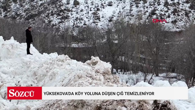 Yüksekova'da köy yoluna düşen çığ temizleniyor
