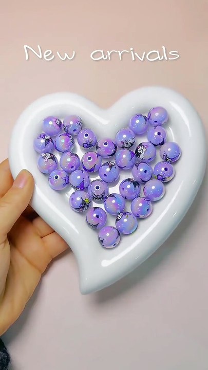 Acrylic Beads Purple Evil Girl Character Series, Random Mix