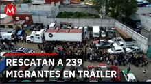 Rescatan a 239 migrantes hacinados en tráiler robado en Veracruz