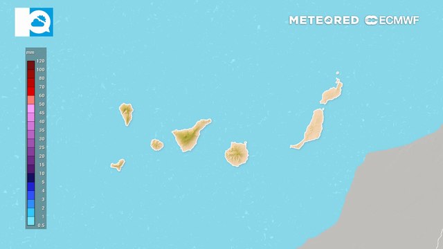 Acumulados de precipitación en Canarias