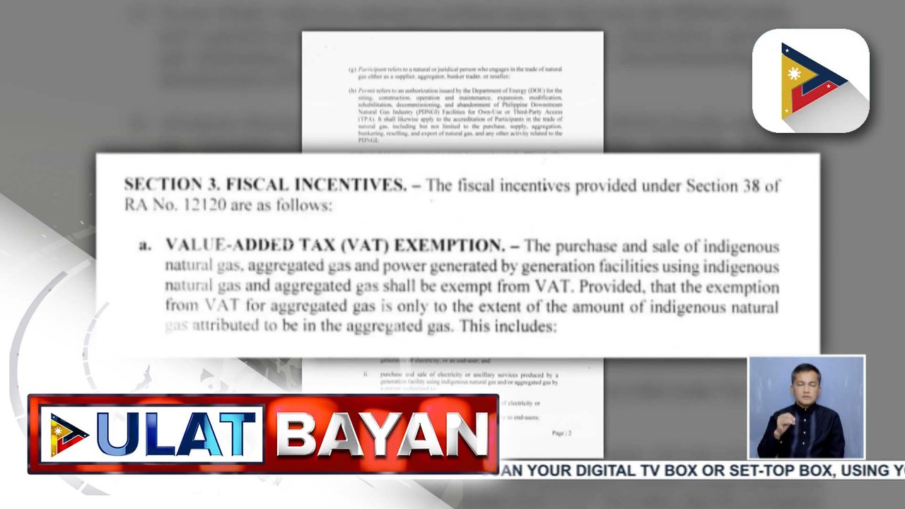 Bagong revenue regulations, inilabas na ng DOF; indigenous natural gas at iba pang power generators, exempted na sa VAT