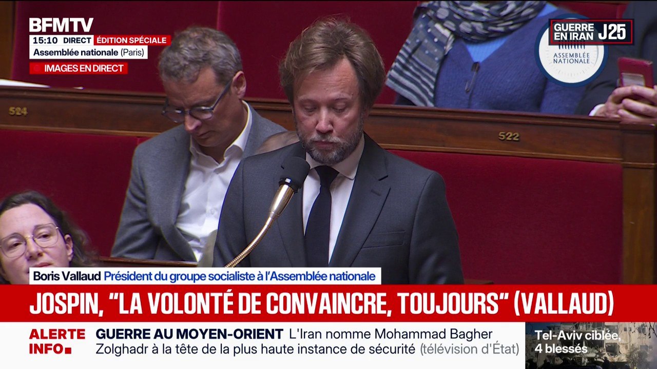 Hommage à Lionel Jospin: "Il nous laisse un modèle d'intégrité politique", affirme Boris Vallaud, président du groupe socialiste à l'Assemblée
