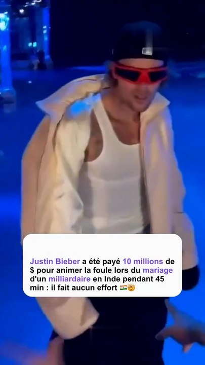 💰 Justin Bieber payé 10 millions de dollars pour 45 minutes sur scène au mariage du fils Ambani en Inde