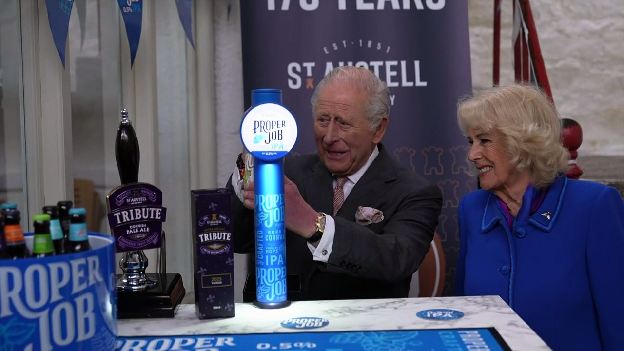 King Charles does 'Proper Job' pulling pint