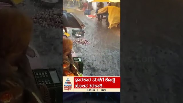 ಧಾರಾಕಾರ ಮಳೆಗೆ ಕೊಚ್ಚಿ ಹೋದ ತರಕಾರಿ | #shorts #haveri #heavyrain #suvarnanews
