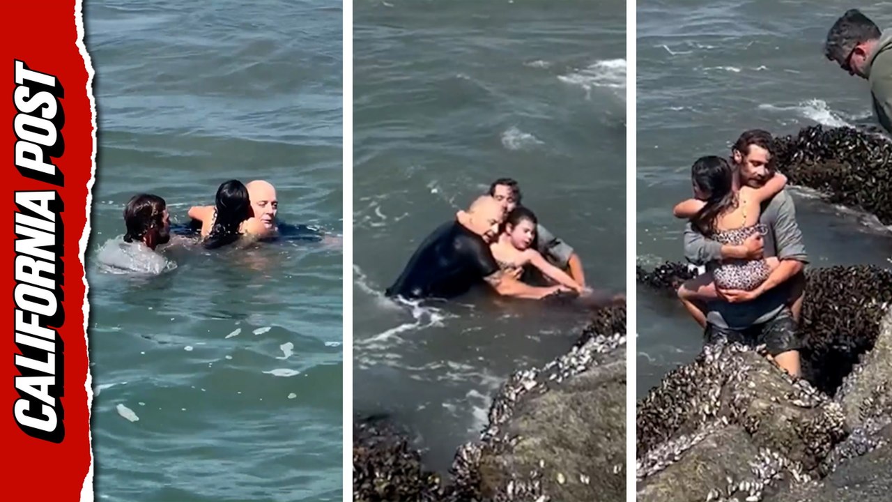 Dramatic video captures hero surf instructor saving drowning girl caught in riptide at Oceanside beach
