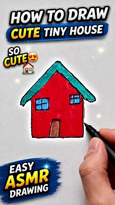 How to Draw a Cute Tiny House 🏡 | Easy ASMR Drawing for Beginners (Satisfying Art)