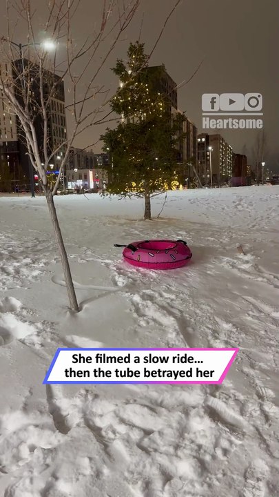 Epic Tubing Fail! Slow Slide Turns into Hilarious Tumble 😂❄️|| Heartsome 💖