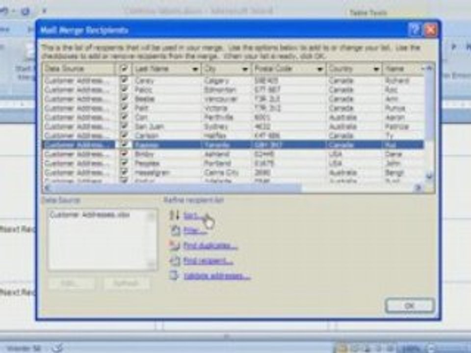 Word 2007 Demo (2 of 4): Mail Merge