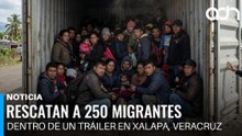 Rescatan a 250 migrantes dentro de un tráiler en Xalapa, Veracruz