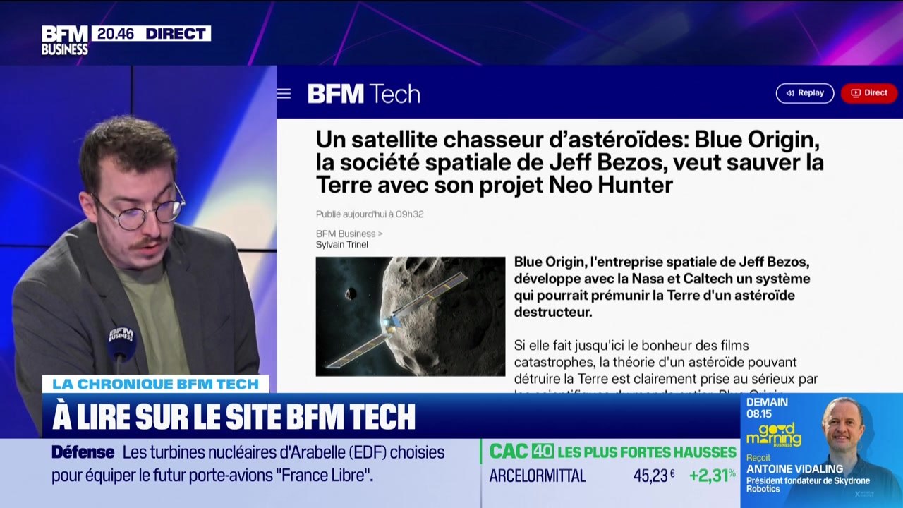 À lire sur le site Tech&Co : Un satellite chasseur d'astéroïdes : Blue Origin, la société spatiale de Jeff Bezos, veut sauver la Terre avec son projet Neo Hunter, par Sylvain Trinel - 24/03