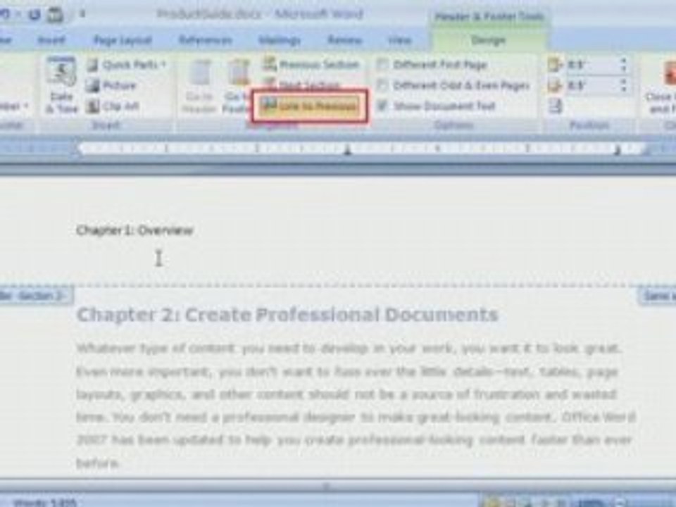 Word 2007 Demo (2 of 3): Header & Footer