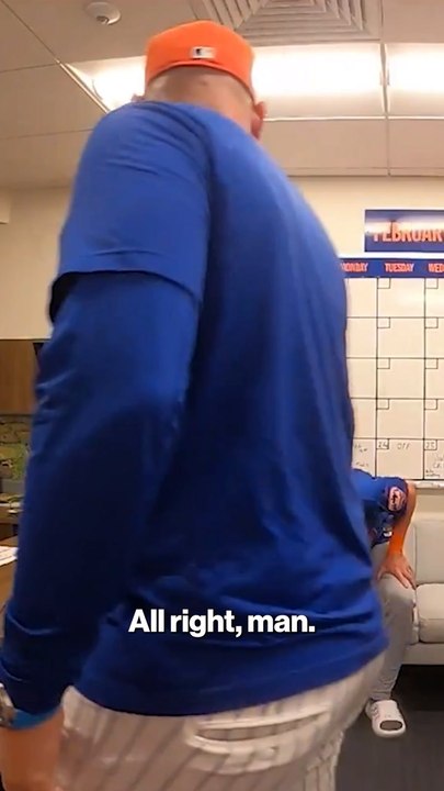 Carson Benge is here.  Carlos Mendoza breaks the news to the rookie that he's made the team and will start in RF on Opening Day.