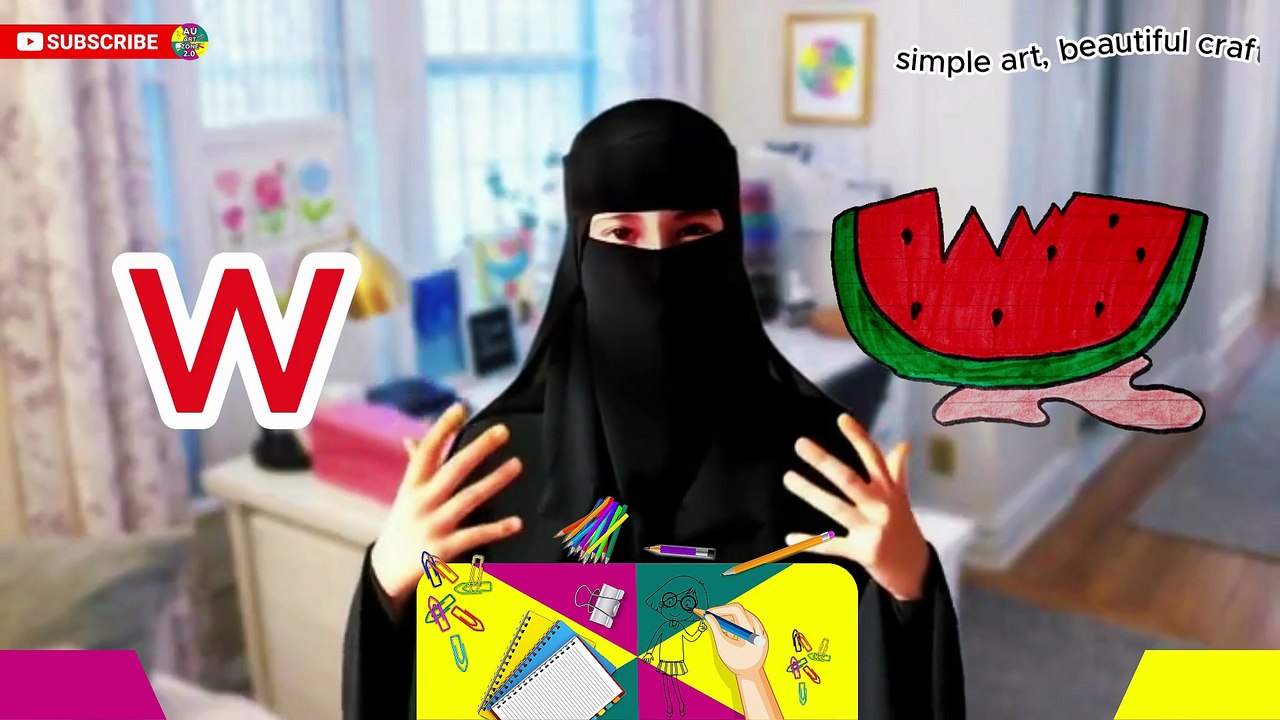 👉 W for Watermelon Drawing 🍉 | Easy Alphabet Drawing for Kids | Learn Colors & Drawing