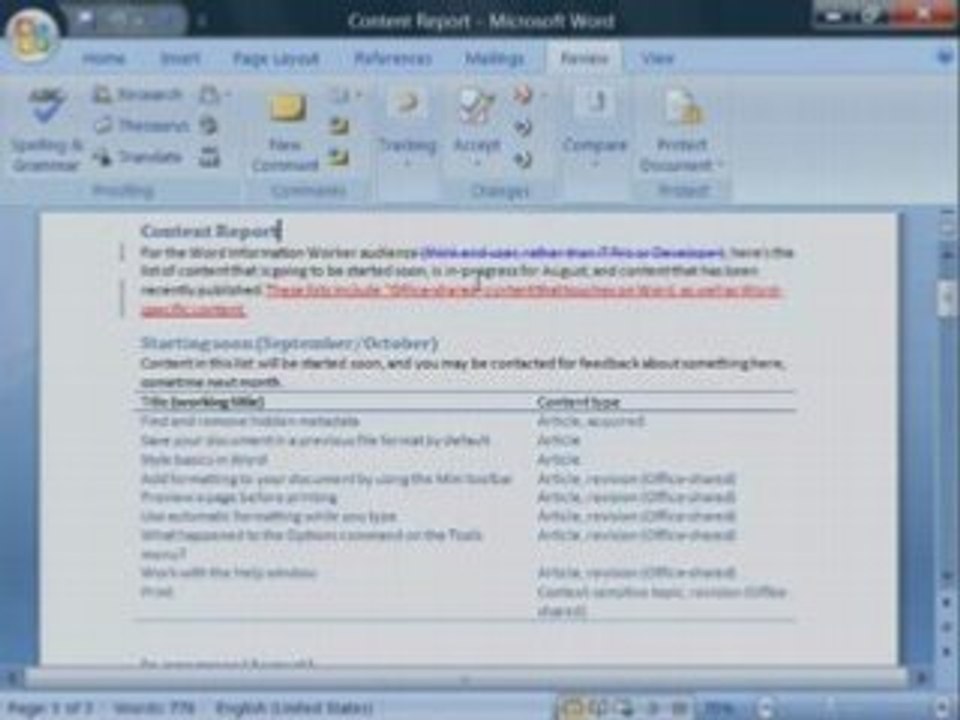 Word 2007 Demo: Manage Tracked Changes