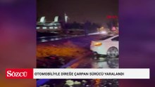 Otomobiliyle direğe çarpan sürücü yaralandı