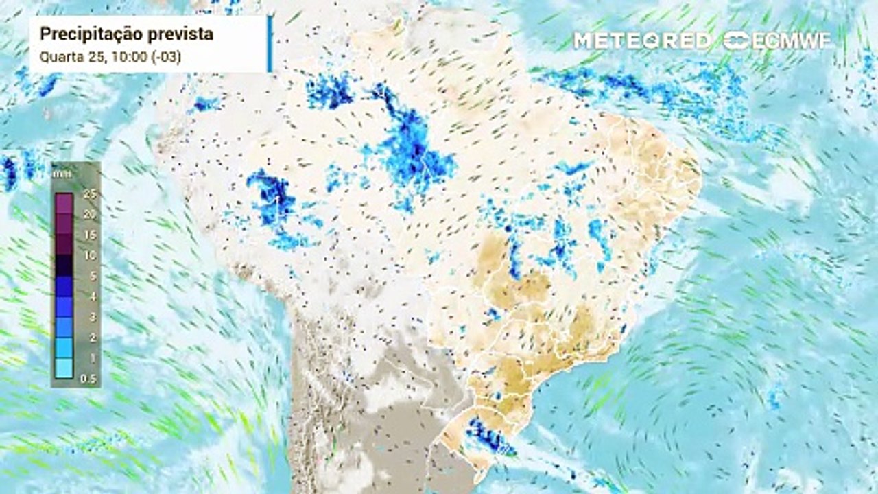 Quarta-feira, 25 de março: chuva, nebulosidade e vento