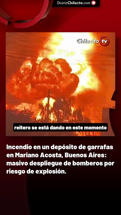 Incendio en un depósito de garrafas en Mariano Acosta, Buenos Aires: masivo despliegue de bomberos por riesgo de explosión.