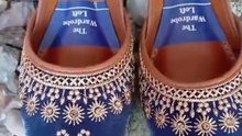 Royal Blue Embroidered Khussa | Elegant Handmade Kolhapuri Style ✨