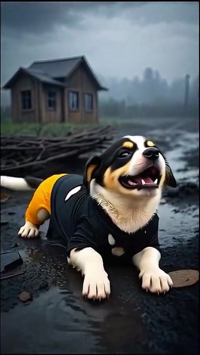 Poor Puppy Builds Has Own House In The Jungle