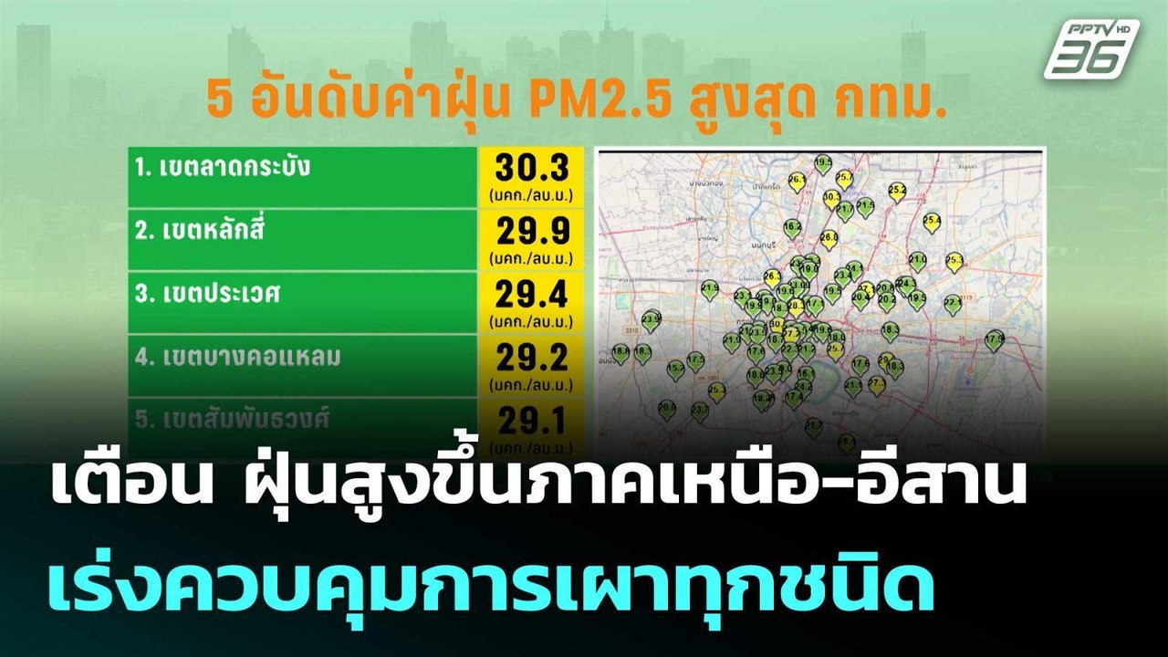 เตือน ฝุ่นสูงขึ้นภาคเหนือ-อีสาน เร่งควบคุมการเผ...