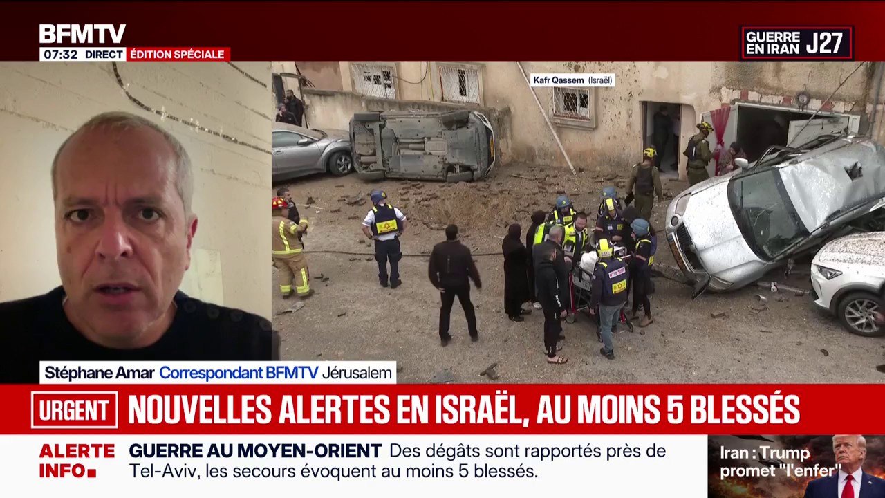 Guerre au Moyen-Orient: de nouvelles alertes retentissent en Israël, plusieurs personnes blessés